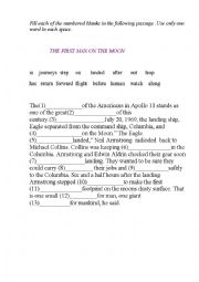 English Worksheet:                 THE FIRST MAN ON THE MOON