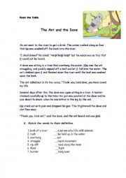 English Worksheet: fable: The Ant and the Dove  - 2 pages