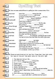 English Worksheet: Spelling Test