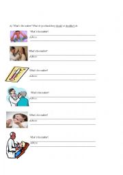 English Worksheet: Illnesses, should and shouldnt