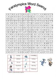 English Worksheet: Paralympics Word Search