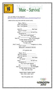 English Worksheet: Survival by Muse - Official Song London Olympic Games 2012