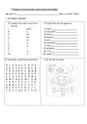English Worksheet: content review