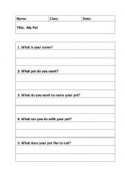 English Worksheet: First Writing Exercise