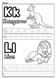 English Worksheet: K and L