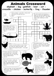 English Worksheet: animals.crossword