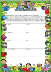 English Worksheet: CATEGORIES