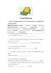 English Worksheet: Food Idioms Gap Fill