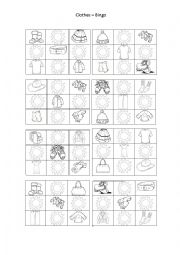 English Worksheet: Clothes - Bingo