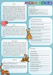 English Worksheet: Animal Heroes