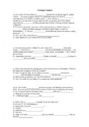 English Worksheet: Dialogue samples