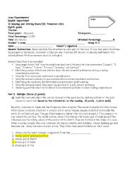 English Worksheet: Elementary test w/ reading Comprension and Grammar Topics