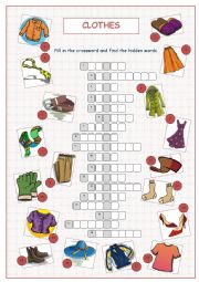 English Worksheet: Clothes Crossword Puzzle