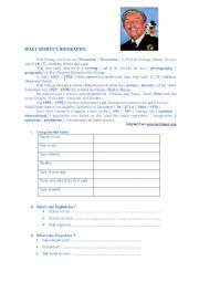 English Worksheet: Walt Disneys biography