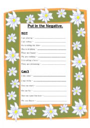 English Worksheet: Negative 