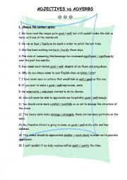 English Worksheet: Adjectives vs Adverbs