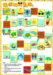 English Worksheet: Summer - board game