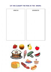 English Worksheet: HEALTHY- UN HEALTHY FOOD