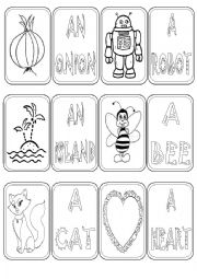 A / AN flash cards 4 / 4 B&W