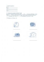 English Worksheet: The numbers and the hours