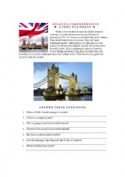 English Worksheet: READING COMPREHENSION - A Visit to London