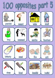 English Worksheet: 100 OPPOSITES PART 5 OF 7