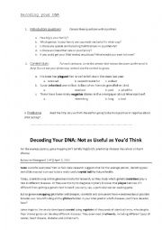 English Worksheet: Decoding your DNA