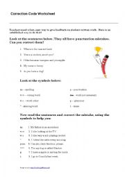 English Worksheet: Elementary Error Correction Code and Exercise