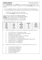 English Worksheet: Joining sentences