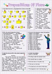 English Worksheet: Prepositions Of  Place
