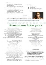 English Worksheet: Someone like you - Adele