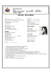 English Worksheet: Dark side - Kelly Clarkson