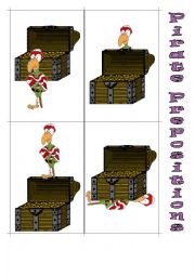 English Worksheet: Pirate Themed Prepositions of Place Flashcards (6)