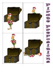 English Worksheet: Pirate Themed Prepositions of Place Flashcards (6)