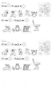 English Worksheet: its a/ it isnt a with animals