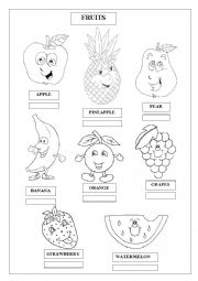 English Worksheet: FRUITS