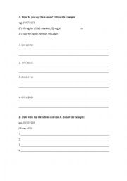 English Worksheet: Dates
