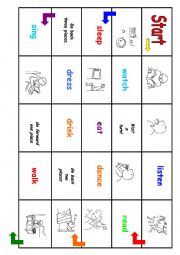 English Worksheet: board game to strengthen vocabulary of common verbs (20)