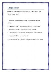 English Worksheet: Confessions of a Shopaholic