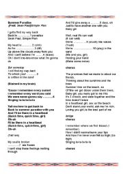English Worksheet: Song Summer Paradise by Simple Plan