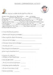 English Worksheet: Reading Comprehension Activity