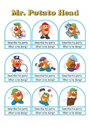 English Worksheet: Mr. Potato Head Conversation Cards A Die, Bookmarks and Worksheets Part 1 of 2