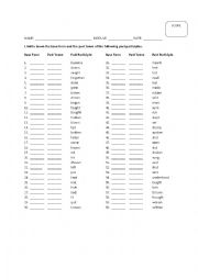 Irregular verbs quiz