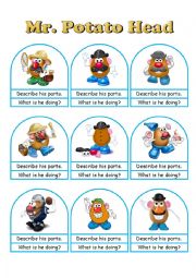 English Worksheet: Mr. Potato Head Conversation Cards A Die, Bookmarks and Worksheets Part 2