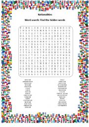 nationalities wordsearch