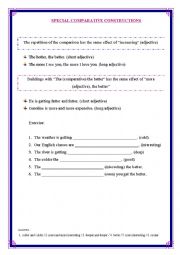 English Worksheet: Comparative - special constructions