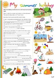 English Worksheet: My summer holiday