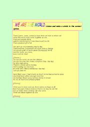 English Worksheet: We are the world. 