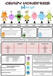 English Worksheet: Crazy Monsters