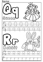 English Worksheet: Letters Q and R